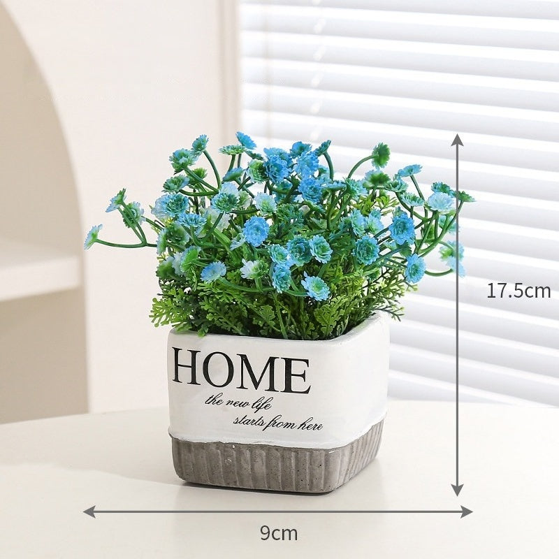 Artificial Hydrangea in White Ceramic Pot